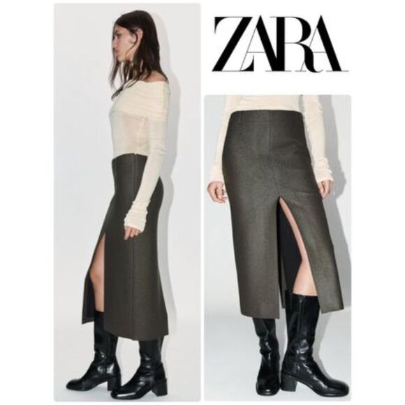 ZARA SLIT WOOL SKIRT ZW COLLECTION - Picture 1 of 6